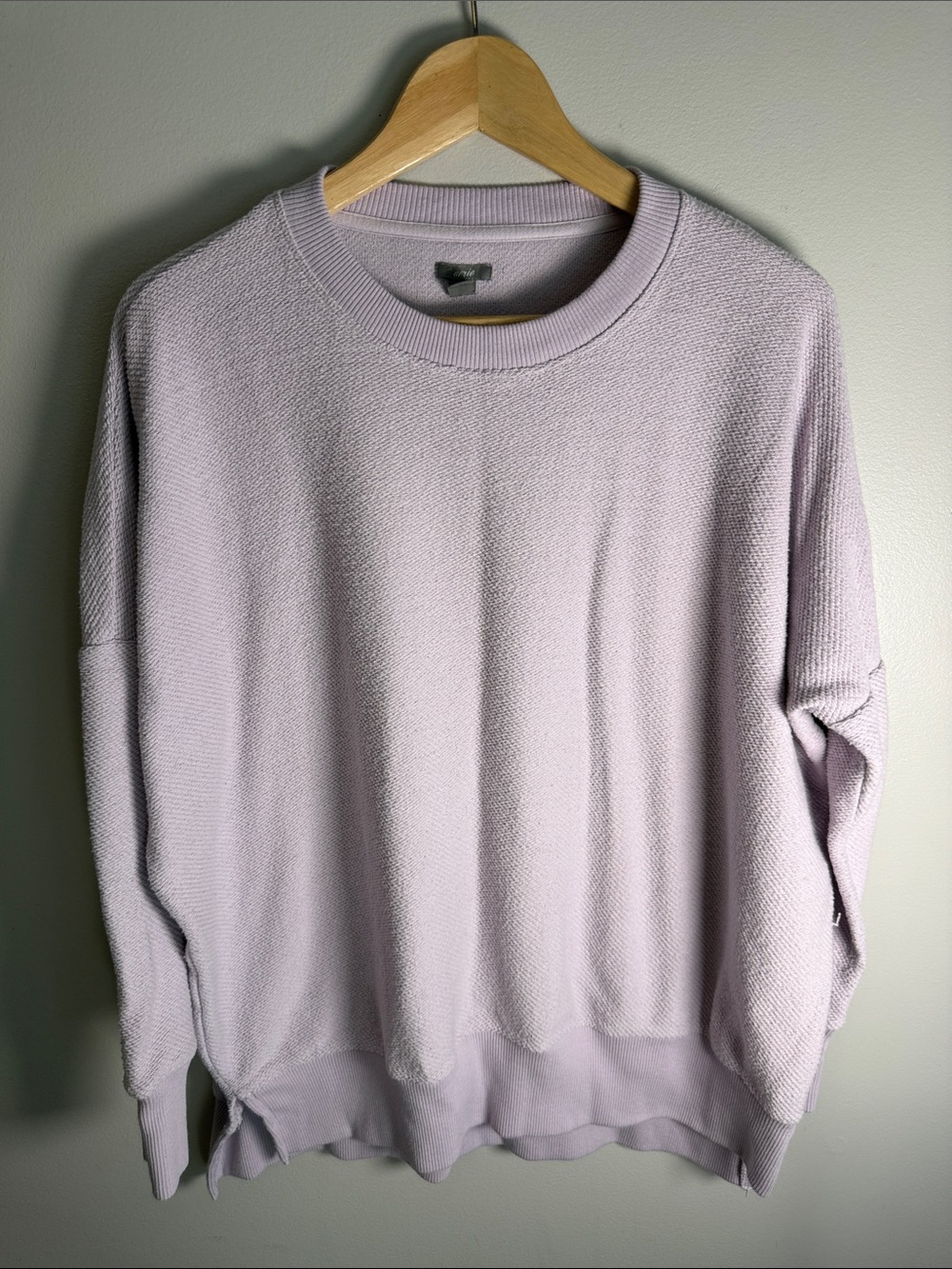 Aerie Relaxed Waffle-Knit Crewneck Pullover Lavender Purple Sweater, XS